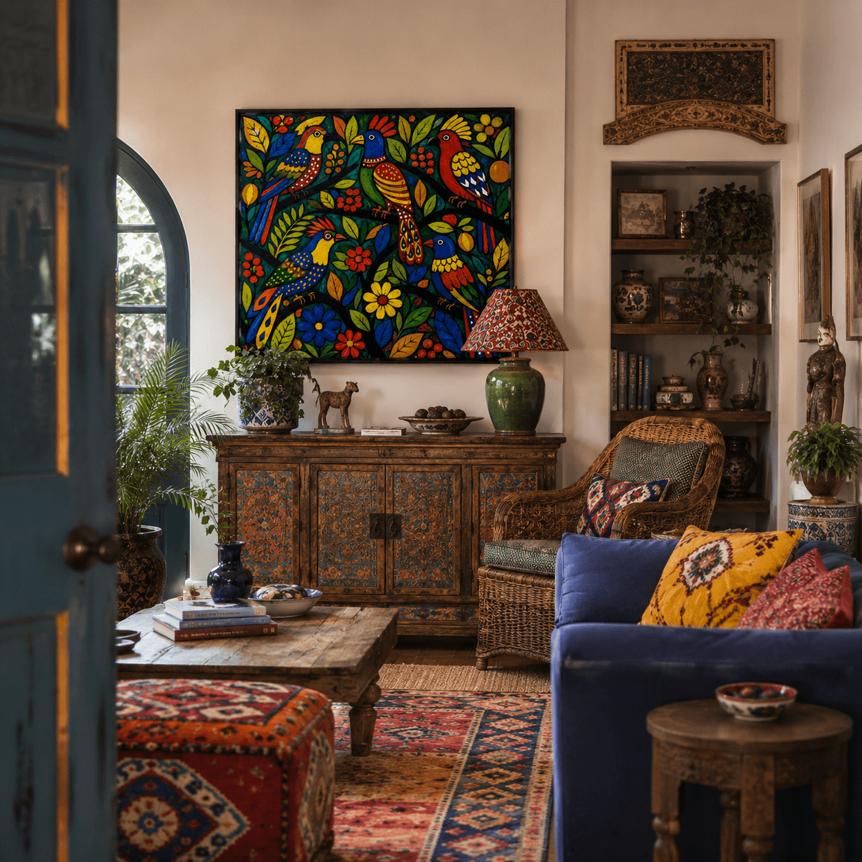 Bird Garden artwork in an eclectic interior